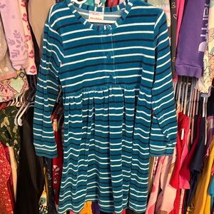 Hanna Andersson Teal and White Striped Dress